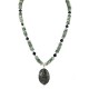 .925 Sterling Silver Certified Authentic Navajo Natural Green Jasper Black Onyx Native American Necklace 25339-3