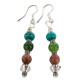 .925 Sterling Silver Hooks Certified Authentic Navajo Natural Turquoise Green Quartz Goldstone Native American Earrings 18286-5