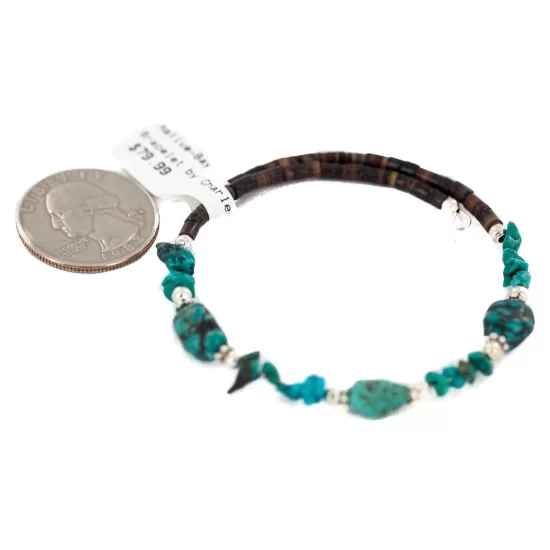Navajo Certified Authentic Natural Turquoise Heishi Native American Adjustable Wrap Bracelet 13172-4 Navajo Certified Authentic Natural Turquoise Heishi Native American Adjustable Wrap Bracelet 13172-4