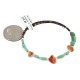 Navajo Certified Authentic Natural Turquoise Carnelian Heishi Native American Adjustable Wrap Bracelet 13172-6