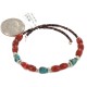 Navajo Certified Authentic Natural Turquoise Carnelian Heishi Native American Adjustable Wrap Bracelet 13172-11