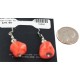 .925 Sterling Silver Hooks Certified Authentic Navajo Coral Native American Dangle Earrings 18284