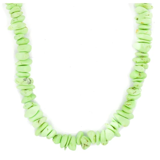 .925 Sterling Silver Certified Authentic Navajo Natural Gaspeite Native American Necklace 18265-1