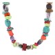 Certified Authentic .925 Sterling Silver Navajo Natural Multicolor Stones Native American Necklace 750215-2
