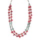 2 Strand Certified Authentic Navajo .925 Sterling Silver Natural Turquoise Coral Heishi Native American Necklace 750221