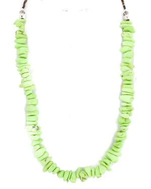 .925 Sterling Silver Certified Authentic Navajo Natural Gaspeite Native American Necklace 18265-1