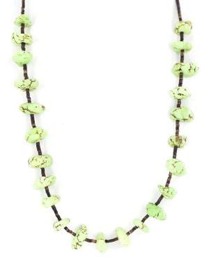 Certified Authentic .925 Sterling Silver Navajo Natural Gaspeite Native American Necklace 18265-3