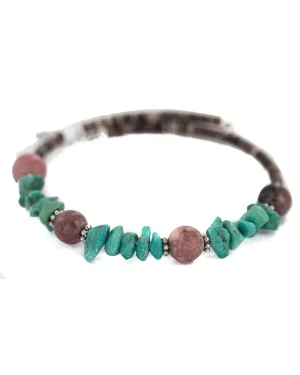 Navajo Certified Authentic Natural Turquoise Charoite Heishi Native American Adjustable Wrap Bracelet 13172-9