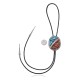 Handmade Certified Authentic Navajo .925 Sterling Silver Native American Natural Turquoise Coral Bolo Tie 34178