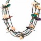 Carved Fetish 5 Strand Navajo .925 Sterling Silver Turquoise Multicolor Stones Native American Necklace 15992-4