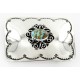 Certified Authentic Flower Navajo Nickel Natural Turquoise Native American Buckle 1204-2