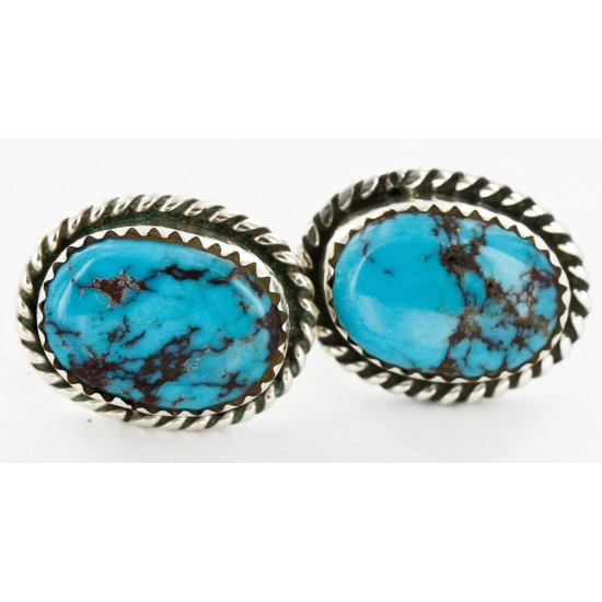 Certified Authentic Handmade Navajo .925 Sterling Silver Hooks Stud Native American Earrings Natural Turquoise 24391-4 All Products 371341561746 24391-4 (by LomaSiiva)
