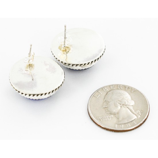 Certified Authentic Handmade Navajo .925 Sterling Silver Natural Lapis Stud Native American Earrings 24391-9 Certified Authentic Handmade Navajo .925 Sterling Silver Natural Lapis Stud Native American Earrings 24391-9