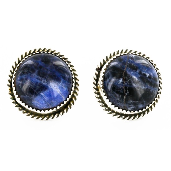 Certified Authentic Handmade Navajo .925 Sterling Silver Natural Lapis Stud Native American Earrings 24391-9 Certified Authentic Handmade Navajo .925 Sterling Silver Natural Lapis Stud Native American Earrings 24391-9