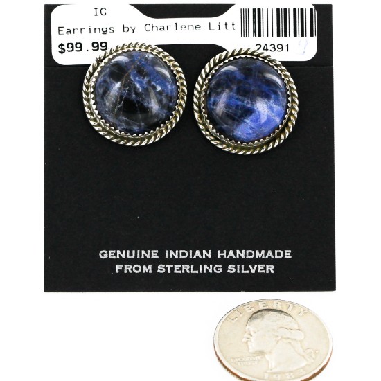 Certified Authentic Handmade Navajo .925 Sterling Silver Natural Lapis Stud Native American Earrings 24391-9 Certified Authentic Handmade Navajo .925 Sterling Silver Natural Lapis Stud Native American Earrings 24391-9