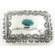 Certified Authentic Handmade Navajo Nickel Natural Turquoise Native American Buckle 1204-1