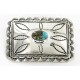 Certified Authentic Handmade Navajo Nickel Natural Turquoise Native American Buckle 1204-5