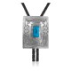 Handmade Certified Authentic Navajo .925 Sterling Silver Native American Natural Turquoise Bolo Tie 34190