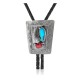 Feather .925 Sterling Silver Certified Authentic Handmade Navajo Native American Natural Turquoise Coral Bolo Tie 34191