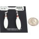 .925 Sterling Silver Hooks Certified Authentic Navajo Natural Mother of Pearl Coral Native American Dangle Earrings 18290-13