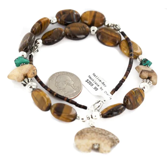 .925 Sterling Silver Certified Authentic Navajo Natural Turquoise Jasper Tigers Eye Heishi Native American Necklace 25342-1 .925 Sterling Silver Certified Authentic Navajo Natural Turquoise Jasper Tigers Eye Heishi Native American Necklace 25342-1
