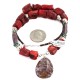 .925 Sterling Silver Certified Authentic Navajo Natural Turquoise Jasper Coral Native American Necklace 750224-8