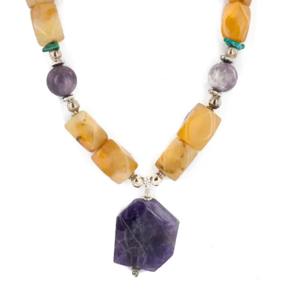.925 Sterling Silver Certified Authentic Navajo Natural Turquoise Agate Charoite Amethyst Native American Necklace 25342-2 .925 Sterling Silver Certified Authentic Navajo Natural Turquoise Agate Charoite Amethyst Native American Necklace 25342-2