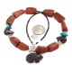 .925 Sterling Silver Certified Authentic Navajo Natural Turquoise Red Jasper Heishi Native American Necklace 750227-5