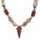 .925 Sterling Silver Certified Authentic Arrow Head Navajo Natural Turquoise Jasper Goldstone Native American Necklace 750224-7