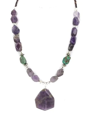 .925 Sterling Silver Certified Authentic Navajo Natural Turquoise Amethyst Native American Necklace 25342-3 .925 Sterling Silver Certified Authentic Navajo Natural Turquoise Amethyst Native American Necklace 25342-3