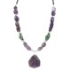.925 Sterling Silver Certified Authentic Navajo Natural Turquoise Amethyst Native American Necklace 25342-3