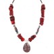 .925 Sterling Silver Certified Authentic Navajo Natural Turquoise Jasper Coral Native American Necklace 750224-8
