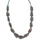 .925 Sterling Silver Certified Authentic Navajo Natural Turquoise Jasper Hematite Native American Necklace 25342-4