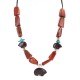.925 Sterling Silver Certified Authentic Navajo Natural Turquoise Red Jasper Heishi Native American Necklace 750227-5