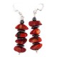.925 Sterling Silver Hooks Certified Authentic Navajo Natural Hematite Coral Native American Dangle Earrings 18289-2