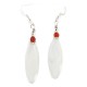 .925 Sterling Silver Hooks Certified Authentic Navajo Natural Mother of Pearl Coral Native American Dangle Earrings 18290-13
