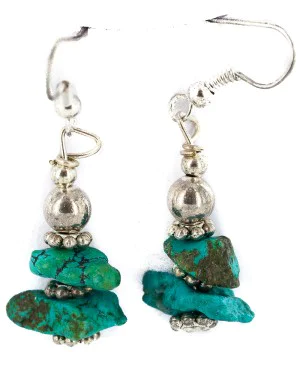 .925 Sterling Silver Hooks Certified Authentic Navajo Natural Turquoise Native American Dangle Earrings 18290-15 .925 Sterling Silver Hooks Certified Authentic Navajo Natural Turquoise Native American Dangle Earrings 18290-15