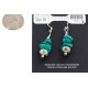 .925 Sterling Silver Hooks Certified Authentic Navajo Natural Turquoise Native American Dangle Earrings 18291-2