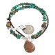 .925 Sterling Silver Certified Authentic Navajo Natural Turquoise Green Jasper Native American Necklace 750224-4