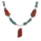 .925 Sterling Silver Certified Authentic Navajo Natural Turquoise Red Jasper Heishi Native American Necklace 750225-4