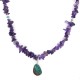 .925 Sterling Silver Certified Authentic Navajo Natural Turquoise Amethyst Native American Necklace 750225-1