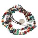 3 Strand Certified Authentic Navajo .925 Sterling Silver Natural Turquoise and Multicolor Stones Native American Necklace 750228