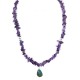 .925 Sterling Silver Certified Authentic Navajo Natural Turquoise Amethyst Native American Necklace 750225-1