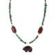 .925 Sterling Silver Certified Authentic Navajo Natural Turquoise Red Jasper Heishi Native American Necklace 750226-6