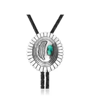 Feather .925 Sterling Silver Certified Authentic Handmade Navajo Native American Natural Turquoise Bolo Tie 34193 Feather .925 Sterling Silver Certified Authentic Handmade Navajo Native American Natural Turquoise Bolo Tie 34193