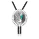 Feather .925 Sterling Silver Certified Authentic Handmade Navajo Native American Natural Turquoise Bolo Tie 34193