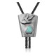 Eagle .925 Sterling Silver Certified Authentic Handmade Navajo Native American Natural Turquoise Bolo Tie 34197