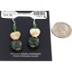 .925 Sterling Silver Hooks Certified Authentic Navajo Natural Green Jasper Mother of Pearl Native American Dangle Earrings 17876-2