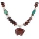 .925 Sterling Silver Certified Authentic Navajo Natural Turquoise Red Jasper Heishi Native American Necklace 750230-3