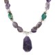 .925 Sterling Silver Certified Authentic Navajo Natural Turquoise Amethyst Native American Necklace 750230-2